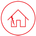 Damaged house icon